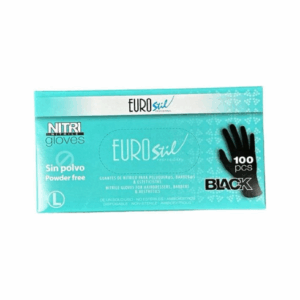 Eurostil Nitril Gloves Black Powder Free Maat L